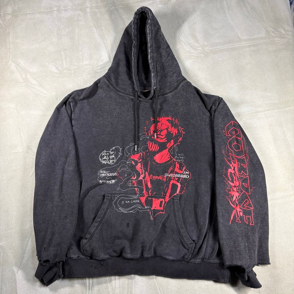 Corpse Husband 'Miss You' Distressed‎ Graphic Hoodie Size 2XL Men’s Preowned
